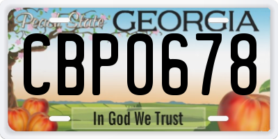 GA license plate CBP0678