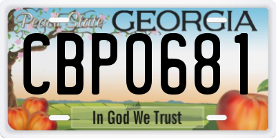 GA license plate CBP0681