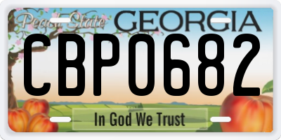 GA license plate CBP0682