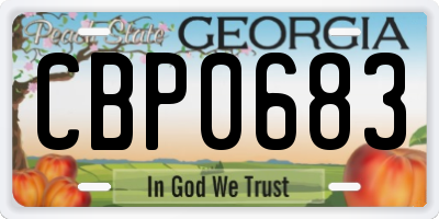 GA license plate CBP0683