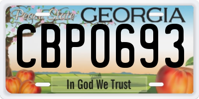 GA license plate CBP0693