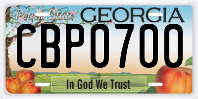 GA license plate CBP0700