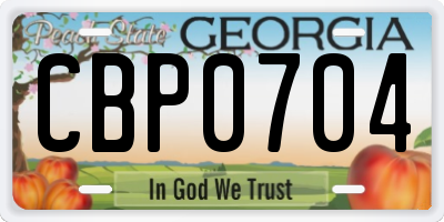 GA license plate CBP0704