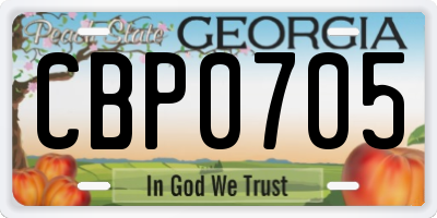 GA license plate CBP0705