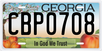 GA license plate CBP0708