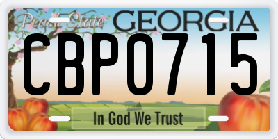 GA license plate CBP0715