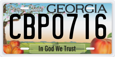 GA license plate CBP0716