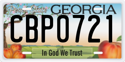 GA license plate CBP0721