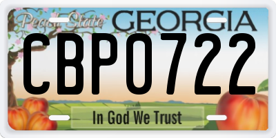 GA license plate CBP0722