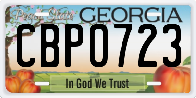 GA license plate CBP0723