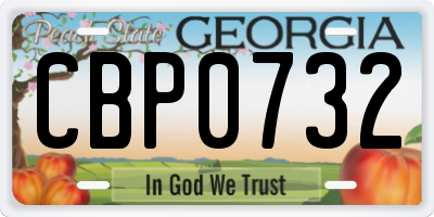 GA license plate CBP0732