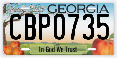 GA license plate CBP0735