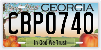 GA license plate CBP0740