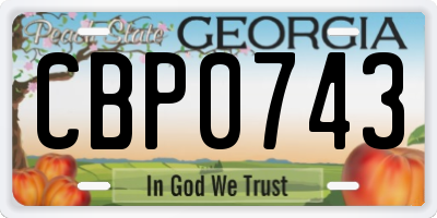 GA license plate CBP0743