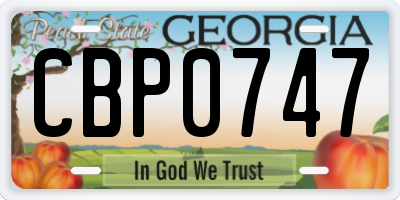 GA license plate CBP0747