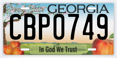 GA license plate CBP0749