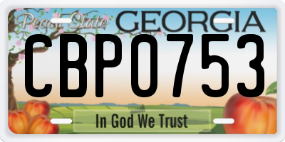 GA license plate CBP0753