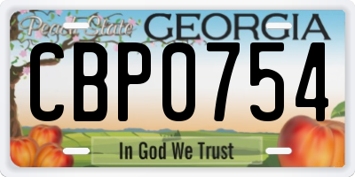 GA license plate CBP0754