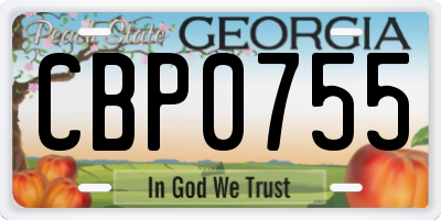 GA license plate CBP0755