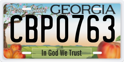 GA license plate CBP0763
