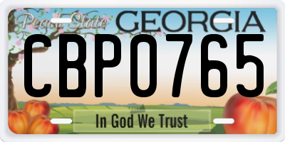 GA license plate CBP0765