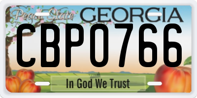 GA license plate CBP0766