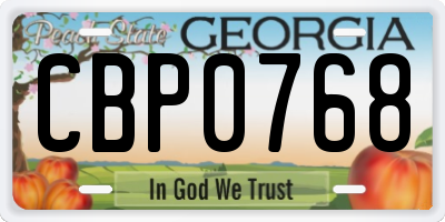 GA license plate CBP0768