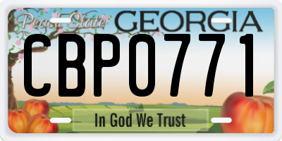 GA license plate CBP0771