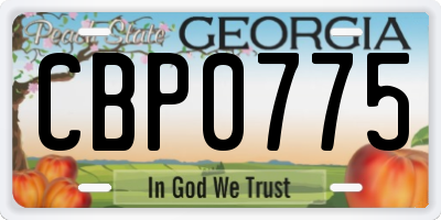 GA license plate CBP0775