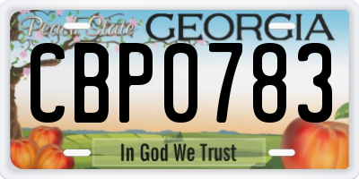 GA license plate CBP0783