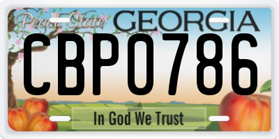 GA license plate CBP0786