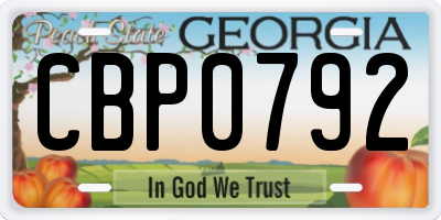 GA license plate CBP0792