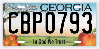 GA license plate CBP0793