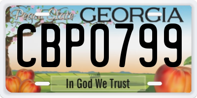 GA license plate CBP0799