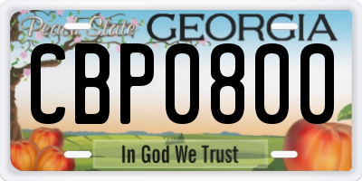 GA license plate CBP0800