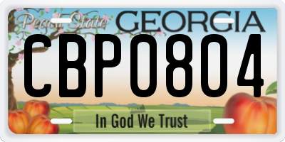 GA license plate CBP0804