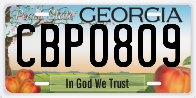 GA license plate CBP0809