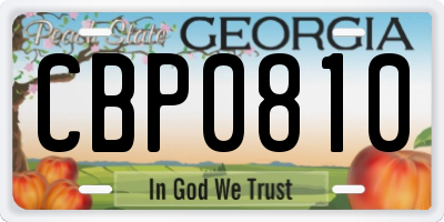 GA license plate CBP0810