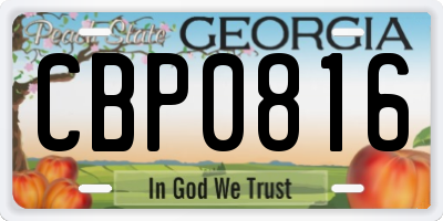 GA license plate CBP0816