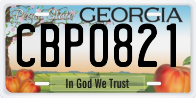 GA license plate CBP0821