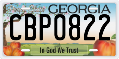 GA license plate CBP0822