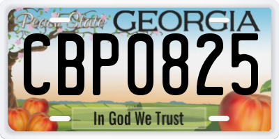 GA license plate CBP0825