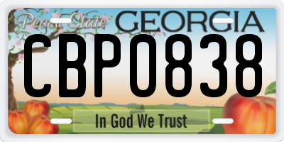 GA license plate CBP0838