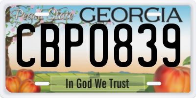 GA license plate CBP0839