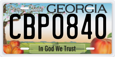 GA license plate CBP0840