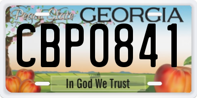 GA license plate CBP0841