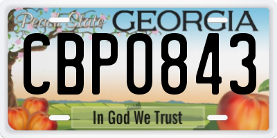 GA license plate CBP0843