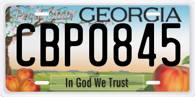 GA license plate CBP0845