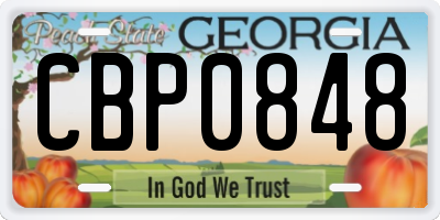 GA license plate CBP0848