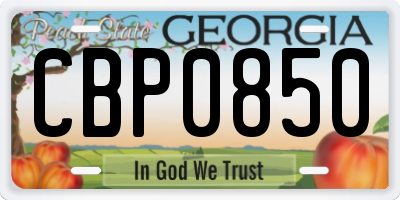 GA license plate CBP0850